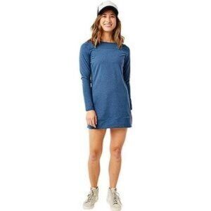 Carve Designs Tunic Mini Dress Small Blue Space Dye Round Neck Stretch USA Made
